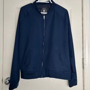 Haggar Gabardine Bomber Jacket Navy Mens Sz XL   EUC